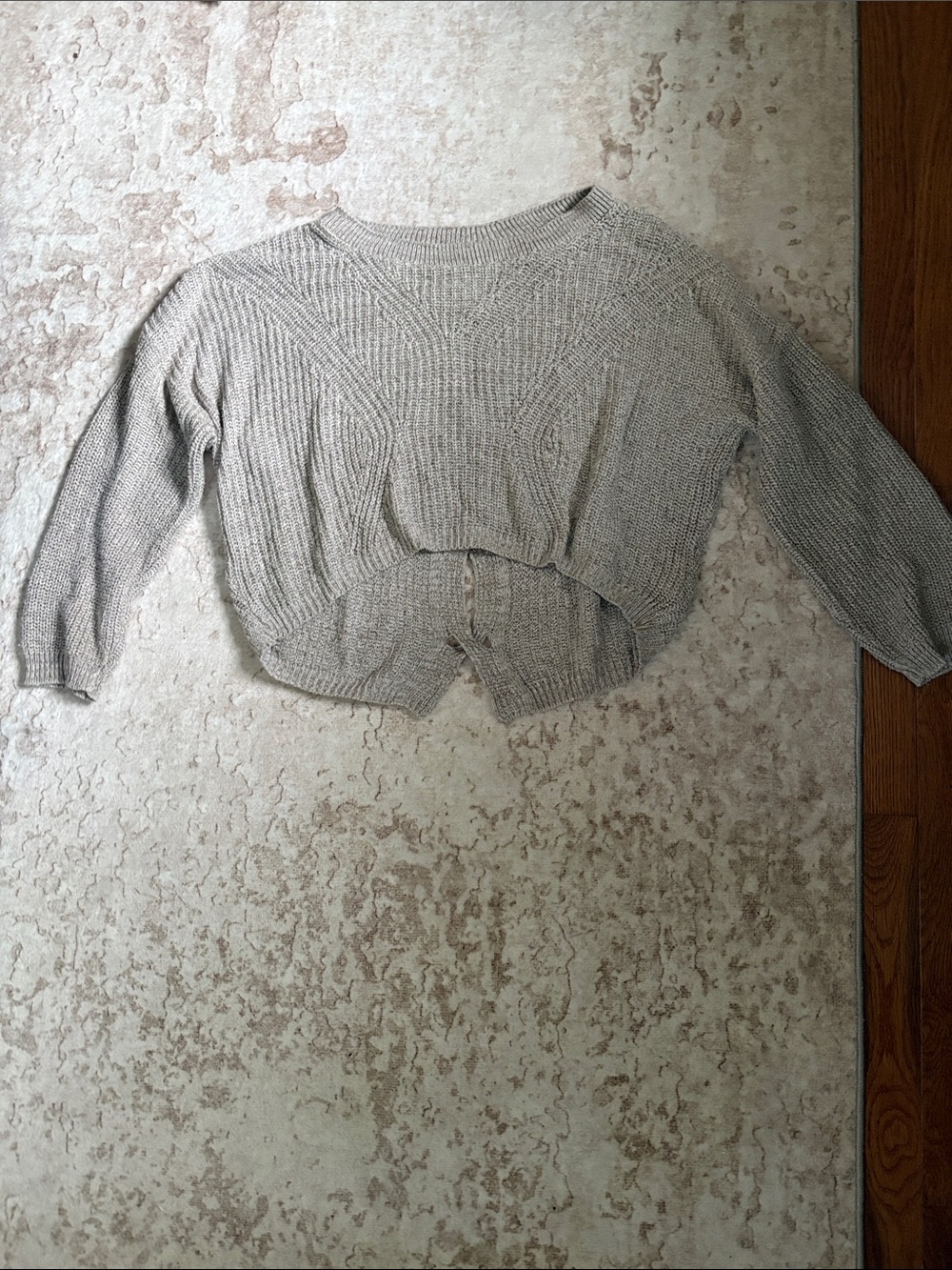 Express Cream Cropped Crewneck Sweater